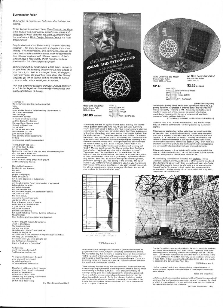 Page from the Whole Earth Catalog